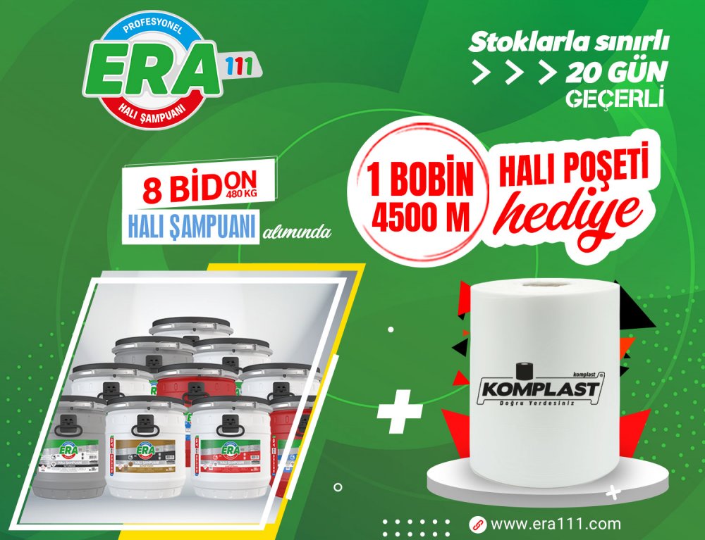 8 Bidon Halı Şampuanı Alımına 1 Bobin Halı Poşeti Hediye (Devam Ediyor)