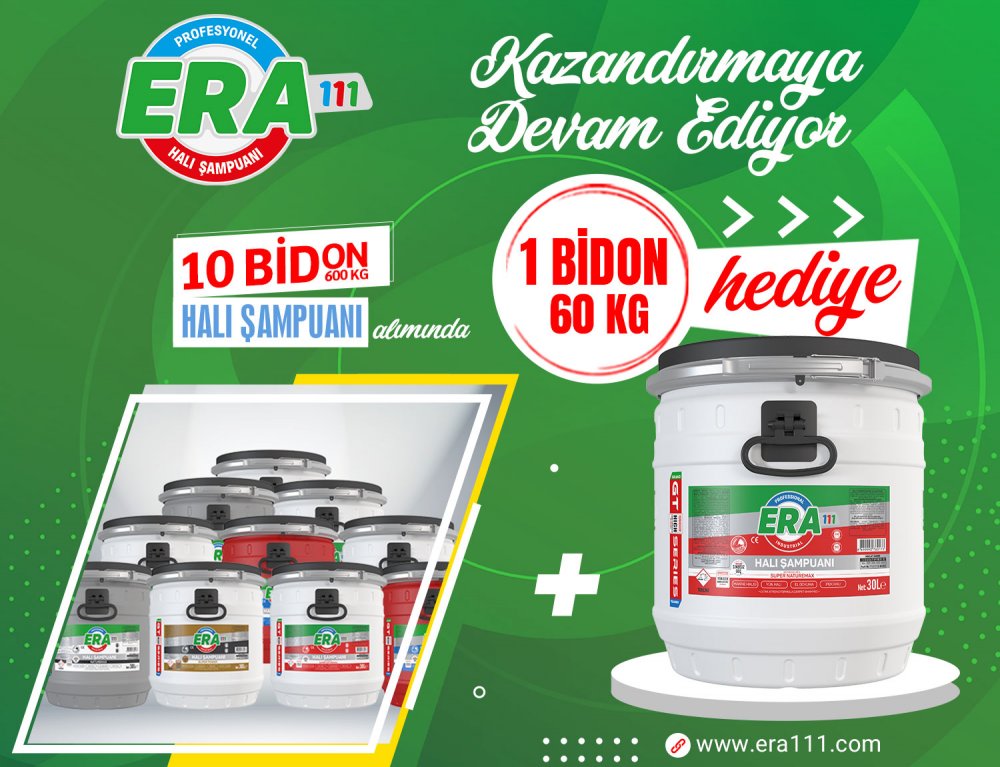 10 Bidon Halı Şampuanı Alımına 1 Bidon Hediye (Devam Ediyor)